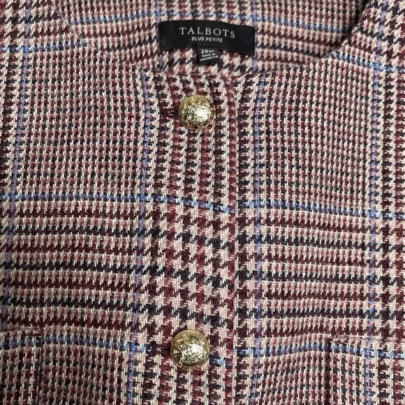 TALBOTS Shetland Crop Jacket Petite Plus Size 20WP Autumn Plaid Classic Preppy - Picture 4 of 11